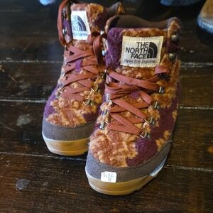 The North Face Brown and Purple Fleece Boots